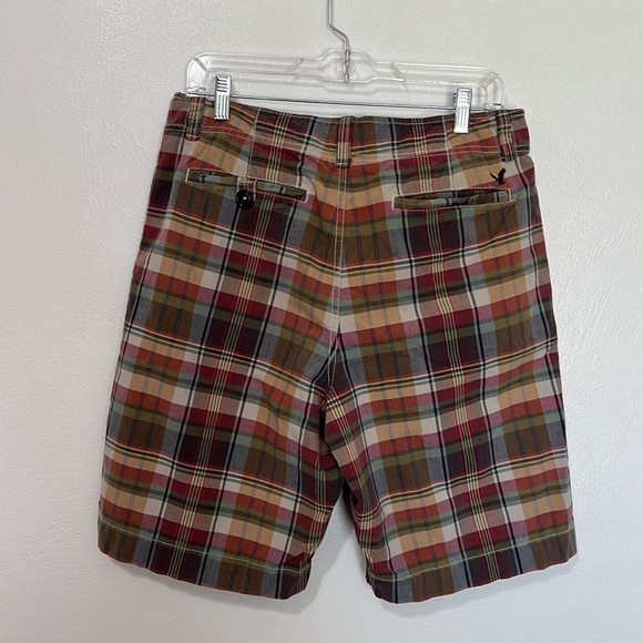 American‎ Eagle Madras Plaid Short Men's  Green & Tan 100% Cotton Inseam 10" - Picture 8 of 14